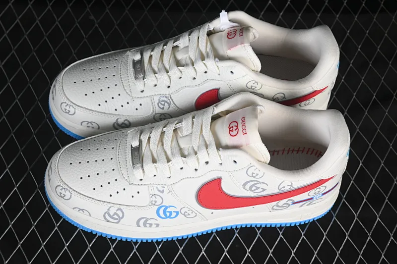 All categories Nk Air Force 1 Air Force series Nk Air Force 1 Low Air Force low-top Nike Air Force 1'07 Low Gucci co-branded white, red and blue Air Force 1 low-top casual sneakers SC0601-572